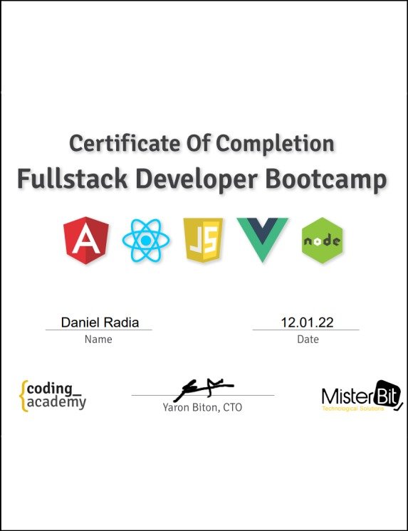 תעודת FULLSTACK קודינג אקדמי